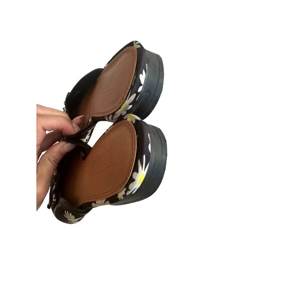 ASOS Women's Black White Daisy Print Mules Flats Size UK 4 / US 6 - Picture 3 of 9